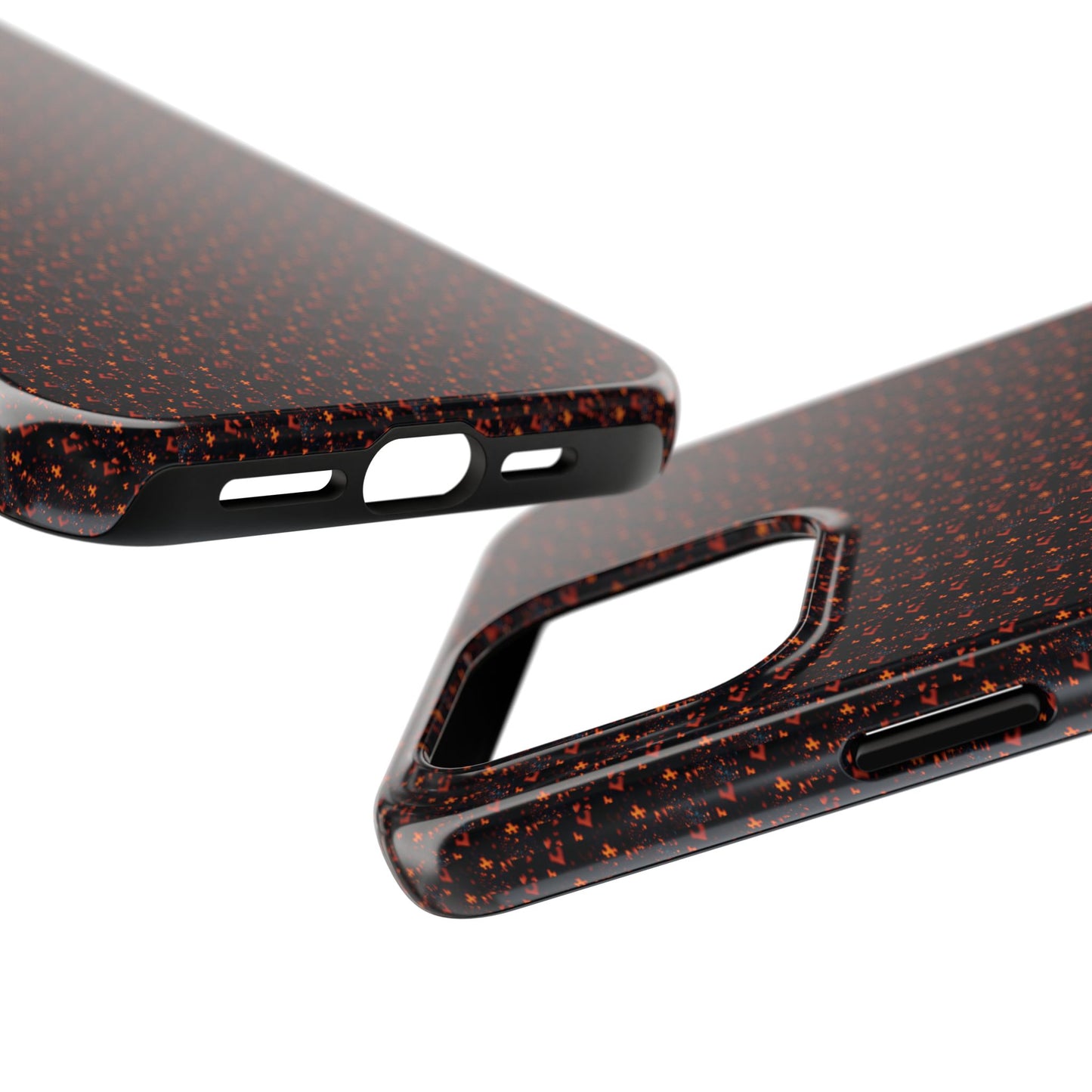 Coque de téléphone renforcée – Housse de protection robuste noire avec éclats rouges