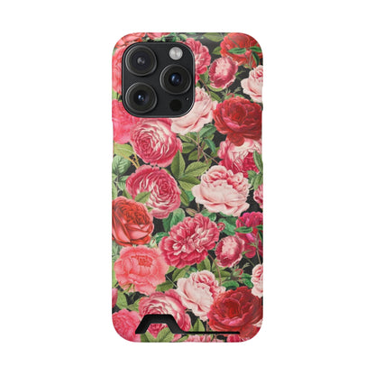 Coque de téléphone avec porte-cartes Floral Rose – Jardin vintage rose