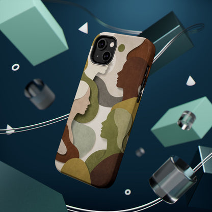 Coque de téléphone — Silhouettes multiculturelles abstraites magnétique et résistante aux chocs