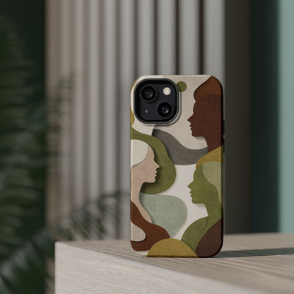Coque de téléphone — Silhouettes multiculturelles abstraites magnétique et résistante aux chocs