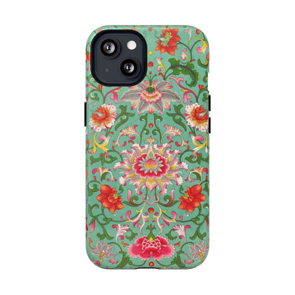 Coque de téléphone magnétique renforcée à motif floral vintage