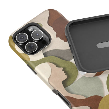 Coque de téléphone — Silhouettes multiculturelles abstraites magnétique et résistante aux chocs