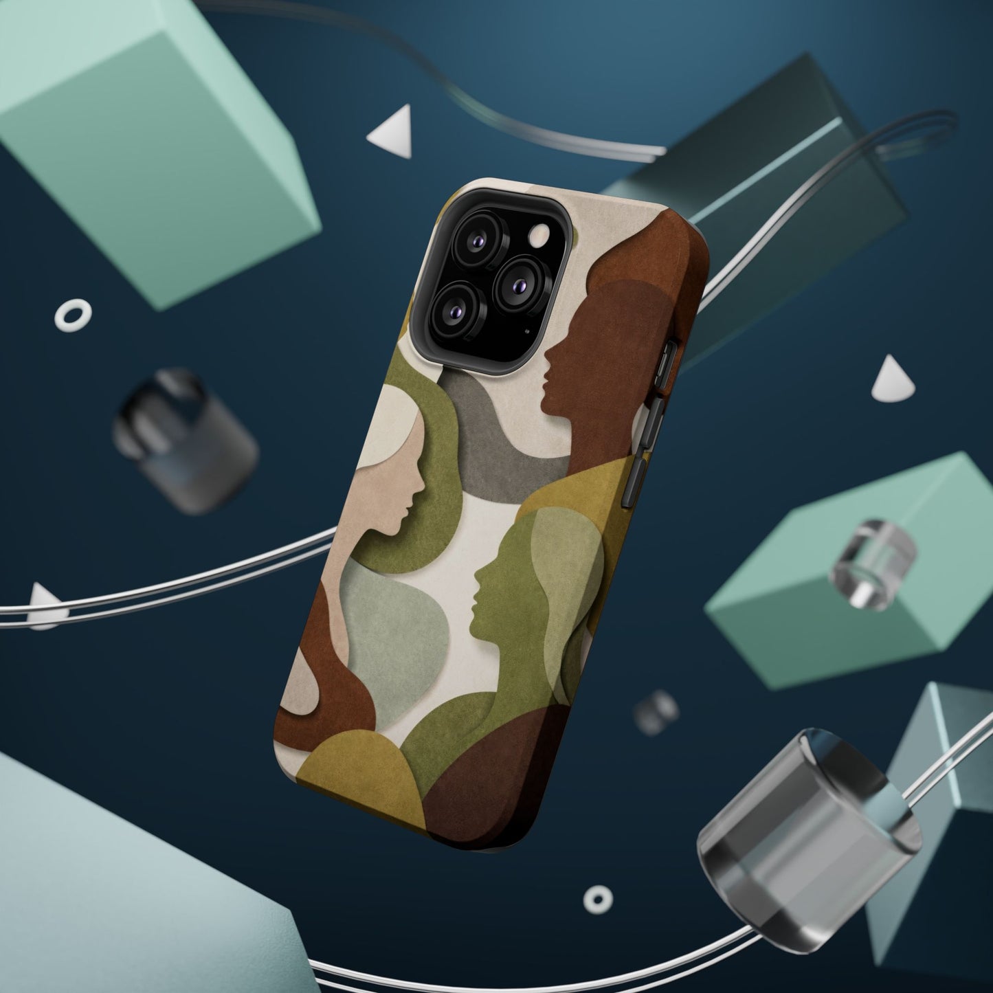 Coque de téléphone — Silhouettes multiculturelles abstraites magnétique et résistante aux chocs