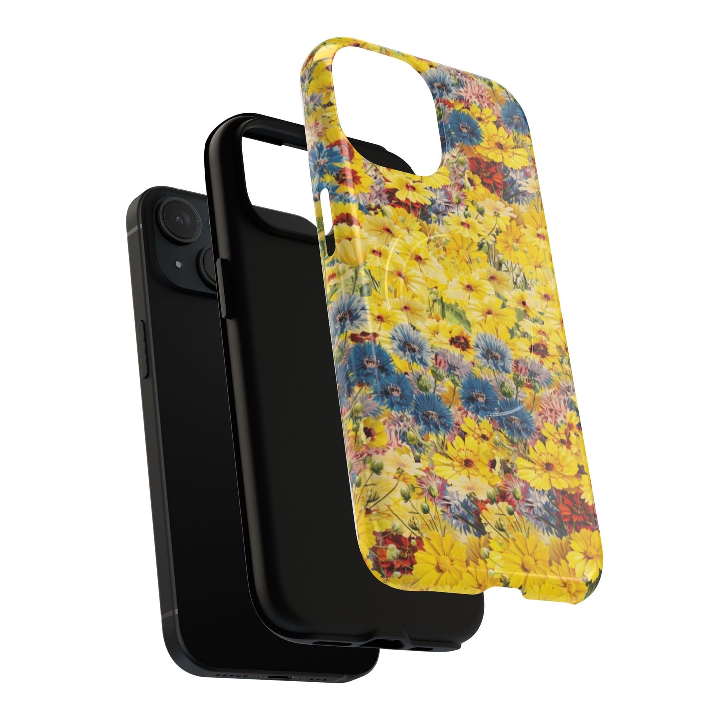 Coque de téléphone magnétique renforcée Floral Yellow Wildflower — Housse magnétique durable à fixation Snap