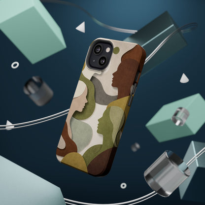 Coque de téléphone — Silhouettes multiculturelles abstraites magnétique et résistante aux chocs