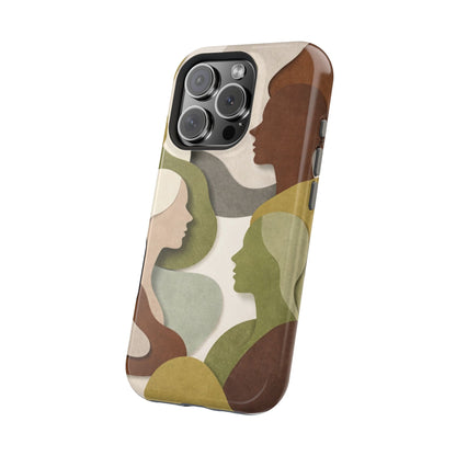 Coque de téléphone — Silhouettes multiculturelles abstraites magnétique et résistante aux chocs