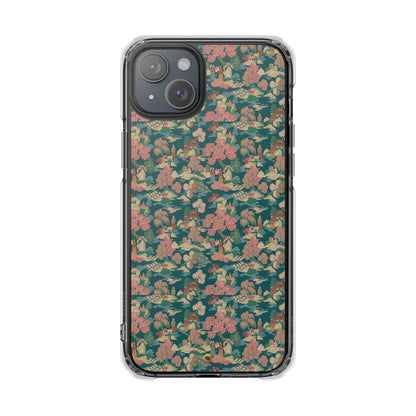Floral Vintage Clear Magnetic Phone Case – Impact-Resistant iPhone Cover