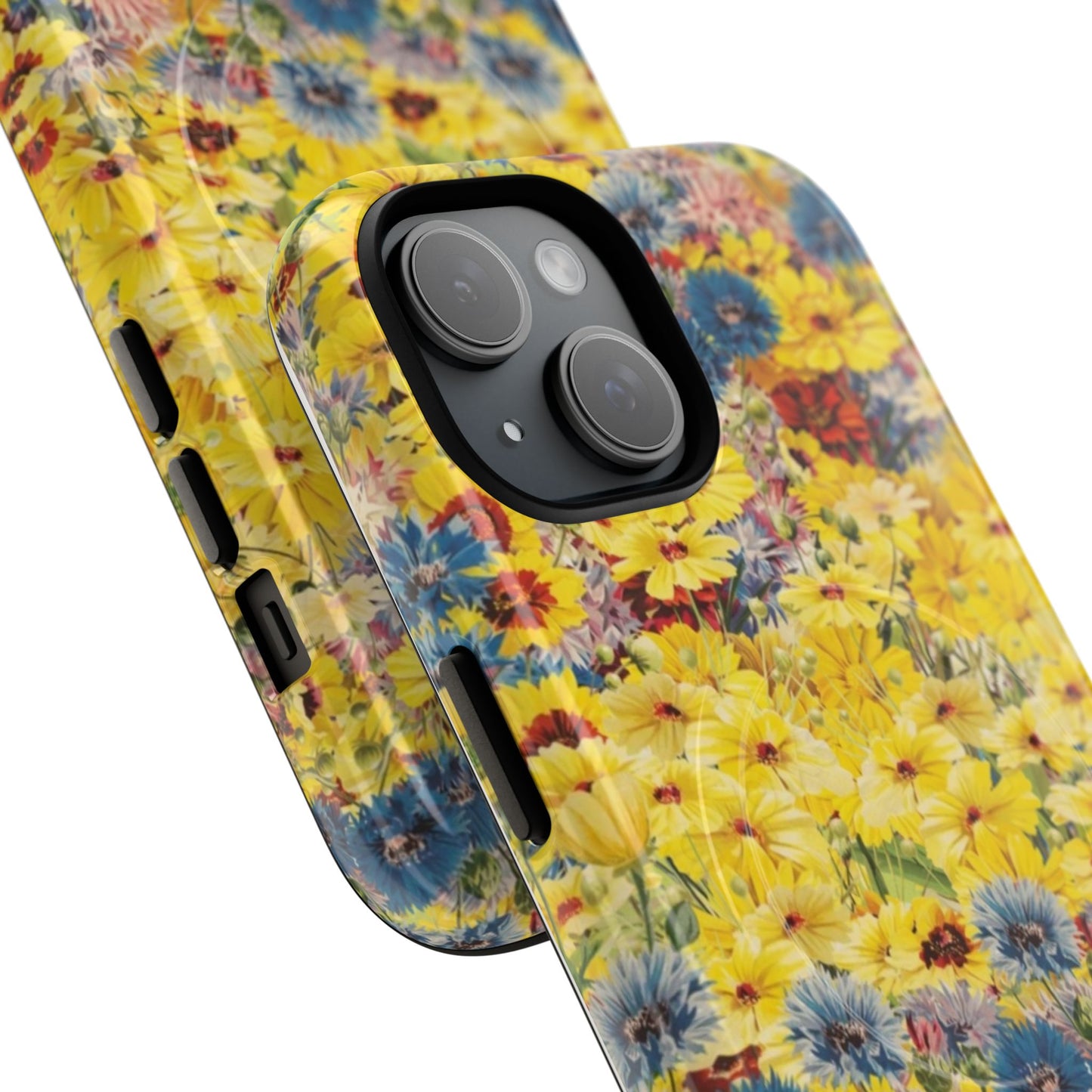 Coque de téléphone magnétique renforcée Floral Yellow Wildflower — Housse magnétique durable à fixation Snap