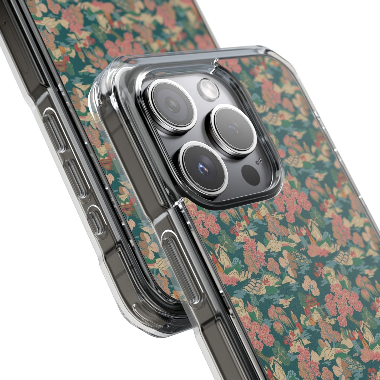 Floral Vintage Clear Magnetic Phone Case – Impact-Resistant iPhone Cover
