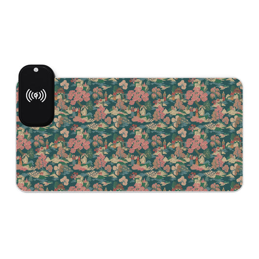 LED RGB Gaming Mouse Pad with Wireless Charging – Floral Camouflage Design