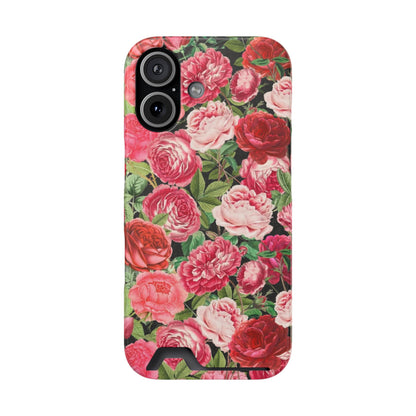 Coque de téléphone avec porte-cartes Floral Rose – Jardin vintage rose