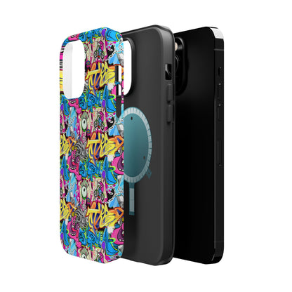 Coque de téléphone magnétique Graffiti Collage — Housse protectrice résistante aux chocs