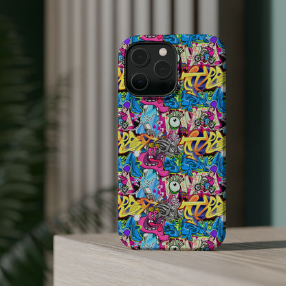 Coque de téléphone magnétique Graffiti Collage — Housse protectrice résistante aux chocs