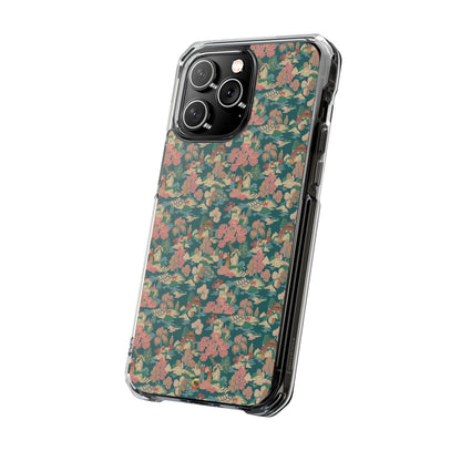 Floral Vintage Clear Magnetic Phone Case – Impact-Resistant iPhone Cover