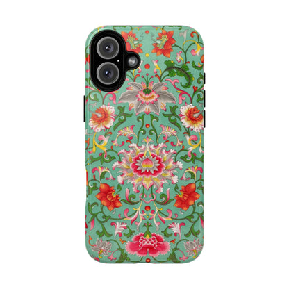 Coque de téléphone magnétique renforcée à motif floral vintage