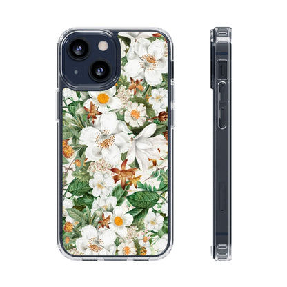 Coque de téléphone magnétique transparente Floral White Garden