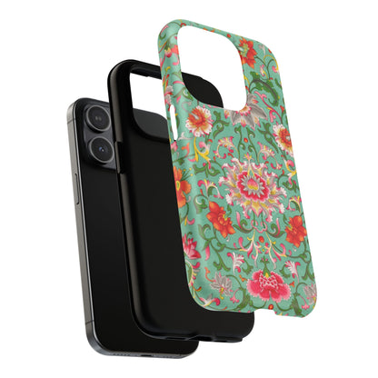 Coque de téléphone magnétique renforcée à motif floral vintage