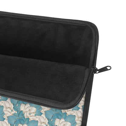 Blue Floral Pattern Laptop Sleeve — Vintage Magnolia Design