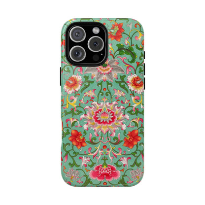 Coque de téléphone magnétique renforcée à motif floral vintage