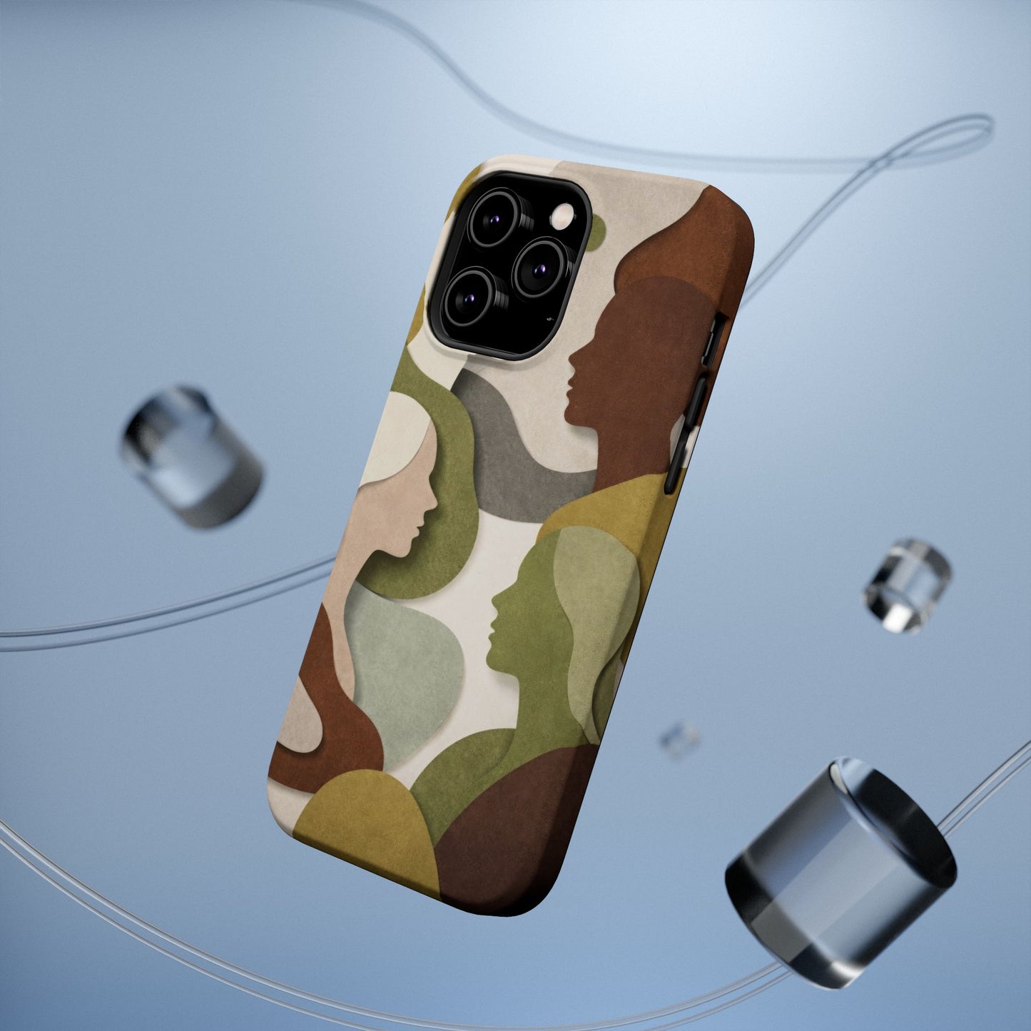 Coque de téléphone — Silhouettes multiculturelles abstraites magnétique et résistante aux chocs