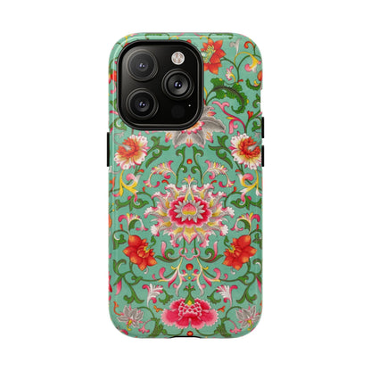 Coque de téléphone magnétique renforcée à motif floral vintage