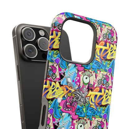 Coque de téléphone magnétique Graffiti Collage — Housse protectrice résistante aux chocs
