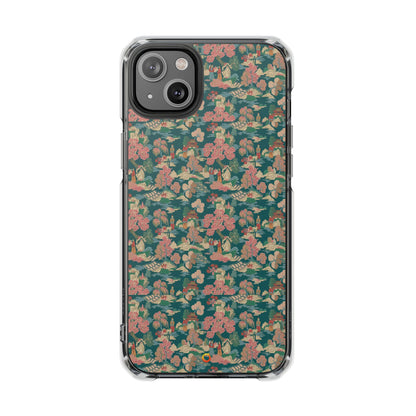 Floral Vintage Clear Magnetic Phone Case – Impact-Resistant iPhone Cover