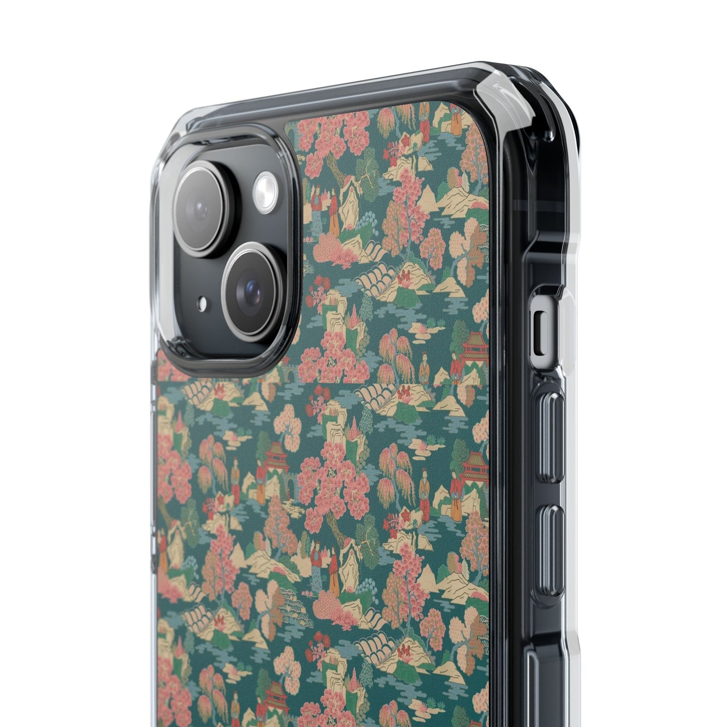 Floral Vintage Clear Magnetic Phone Case – Impact-Resistant iPhone Cover