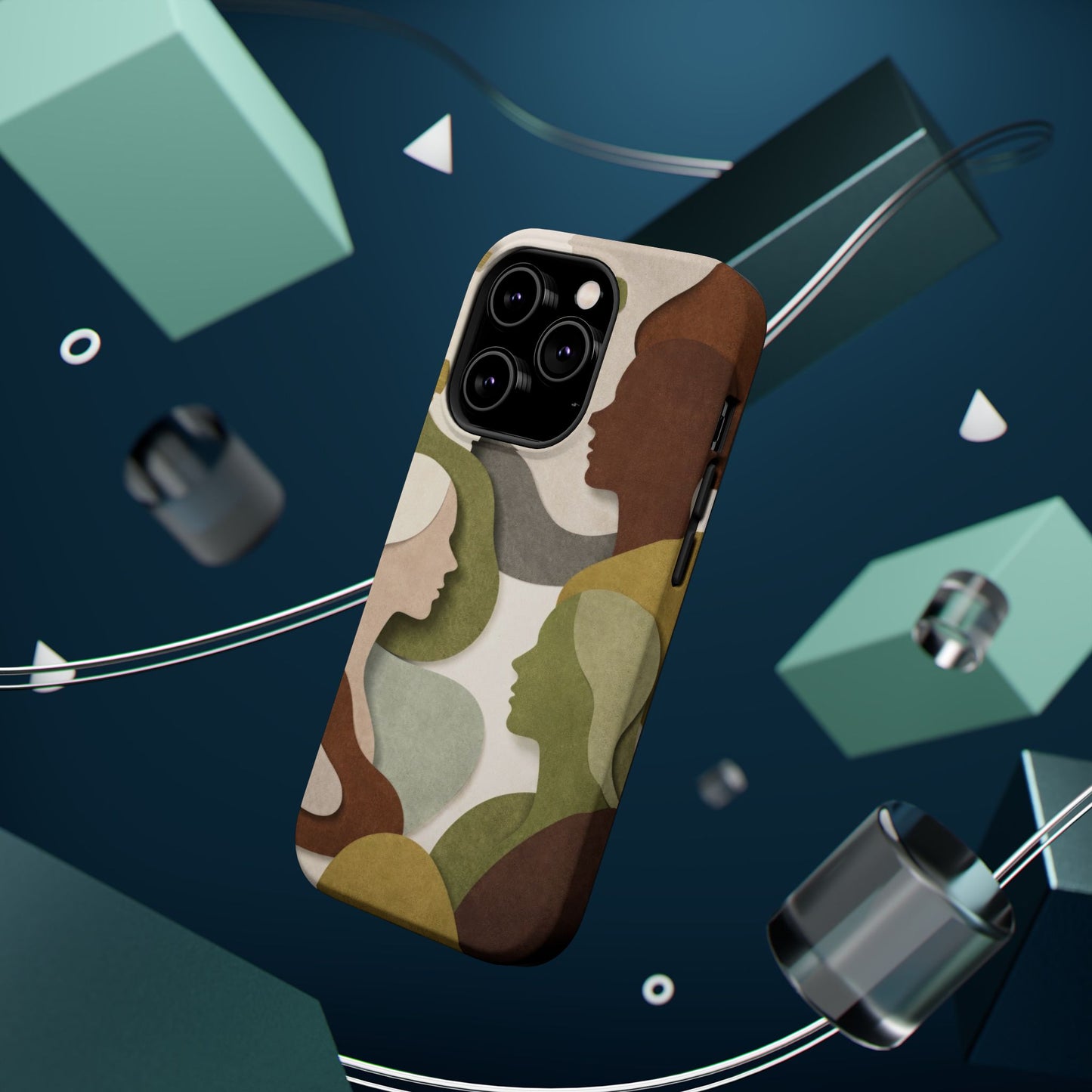 Coque de téléphone — Silhouettes multiculturelles abstraites magnétique et résistante aux chocs