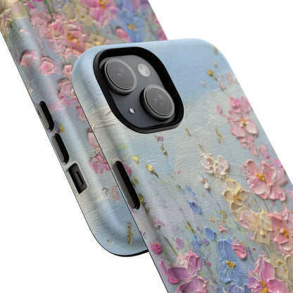 Coque de téléphone Floral Garden — Coque magnétique renforcée à fleurs texturées pastel