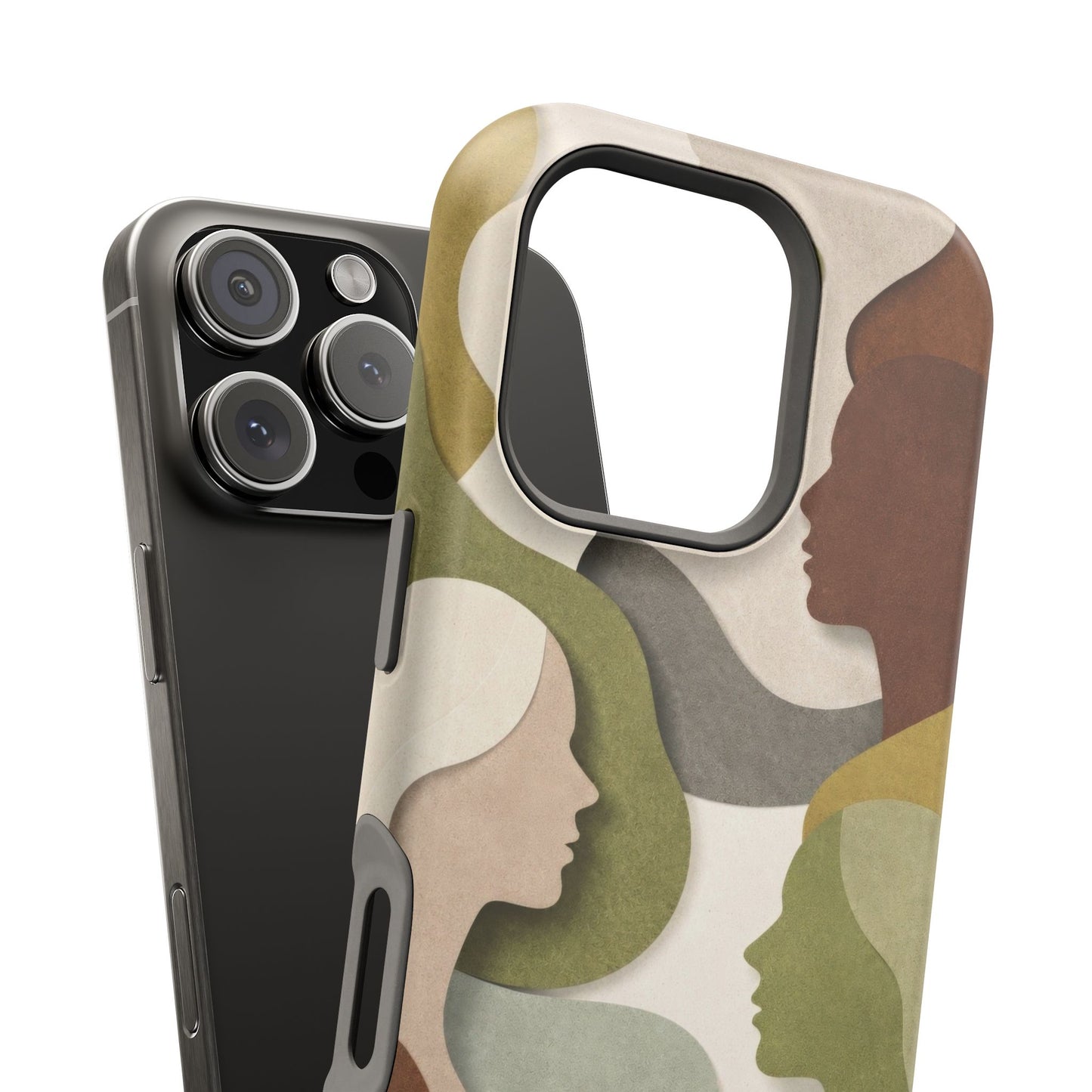 Coque de téléphone — Silhouettes multiculturelles abstraites magnétique et résistante aux chocs