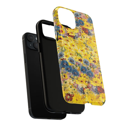 Coque de téléphone magnétique renforcée Floral Yellow Wildflower — Housse magnétique durable à fixation Snap