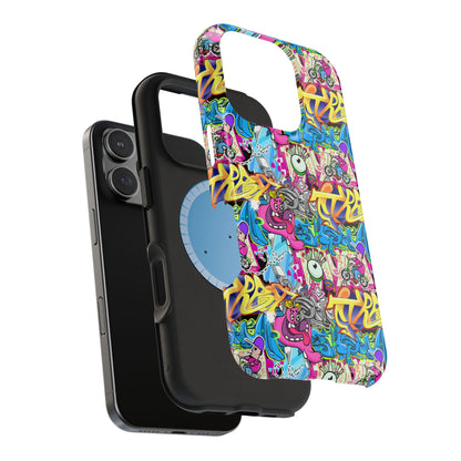 Coque de téléphone magnétique Graffiti Collage — Housse protectrice résistante aux chocs