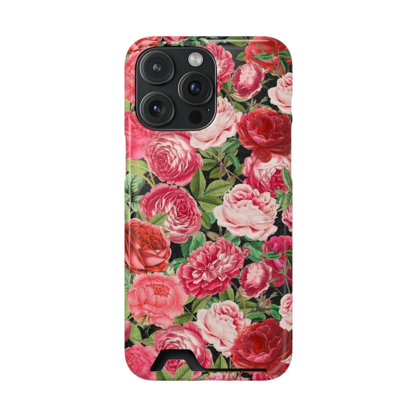 Coque de téléphone avec porte-cartes Floral Rose – Jardin vintage rose