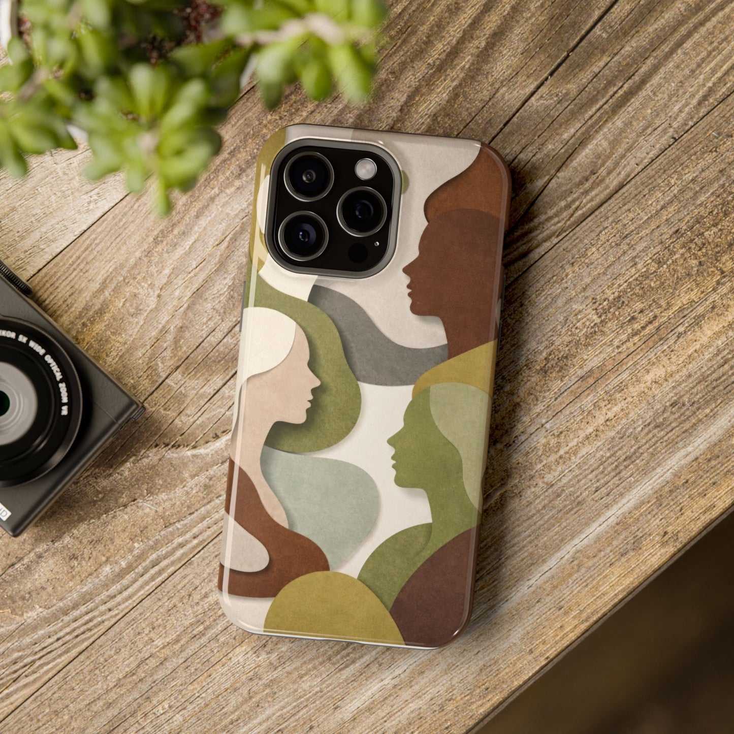 Coque de téléphone — Silhouettes multiculturelles abstraites magnétique et résistante aux chocs