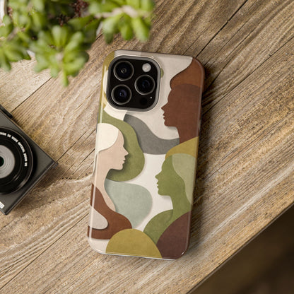Coque de téléphone — Silhouettes multiculturelles abstraites magnétique et résistante aux chocs