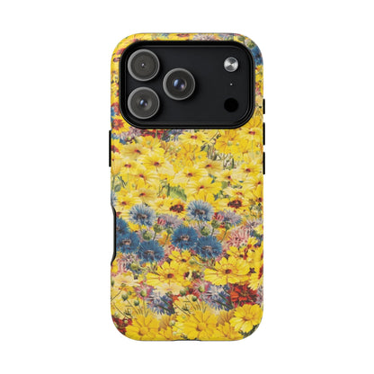 Coque de téléphone magnétique renforcée Floral Yellow Wildflower — Housse magnétique durable à fixation Snap