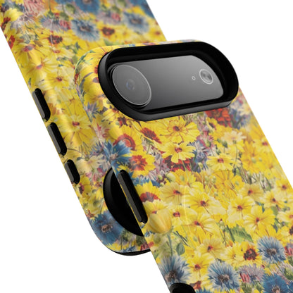 Coque de téléphone magnétique renforcée Floral Yellow Wildflower — Housse magnétique durable à fixation Snap