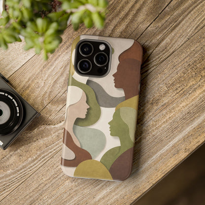 Coque de téléphone — Silhouettes multiculturelles abstraites magnétique et résistante aux chocs