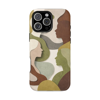 Coque de téléphone — Silhouettes multiculturelles abstraites magnétique et résistante aux chocs