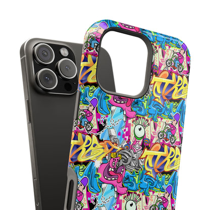 Coque de téléphone magnétique Graffiti Collage — Housse protectrice résistante aux chocs