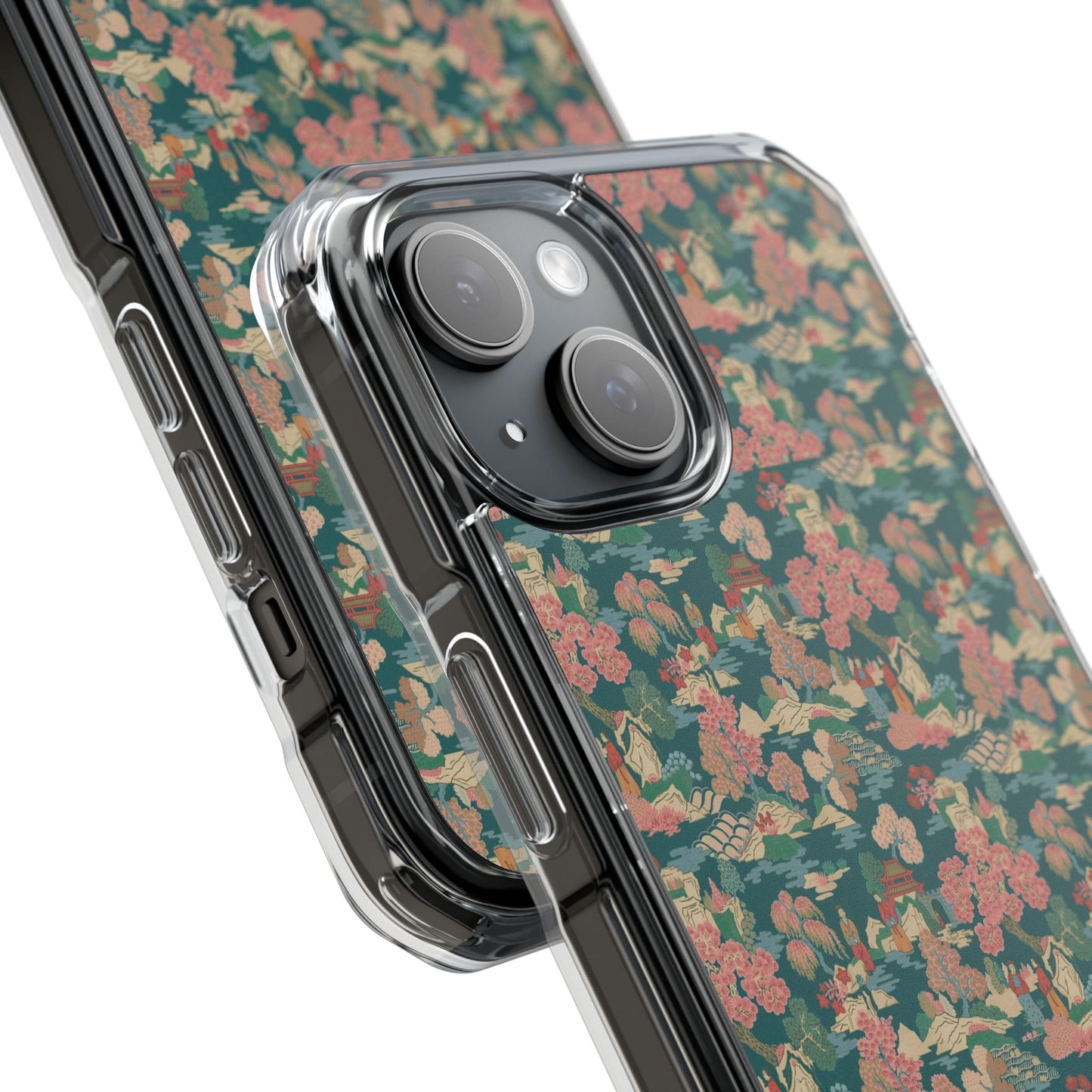 Floral Vintage Clear Magnetic Phone Case – Impact-Resistant iPhone Cover