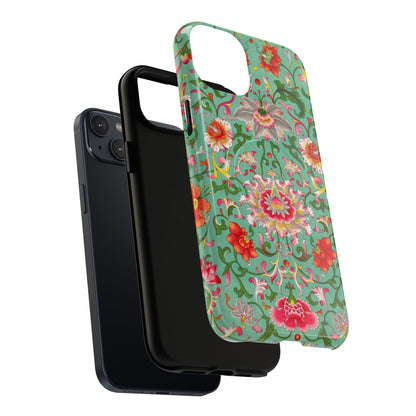 Coque de téléphone magnétique renforcée à motif floral vintage
