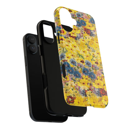 Coque de téléphone magnétique renforcée Floral Yellow Wildflower — Housse magnétique durable à fixation Snap