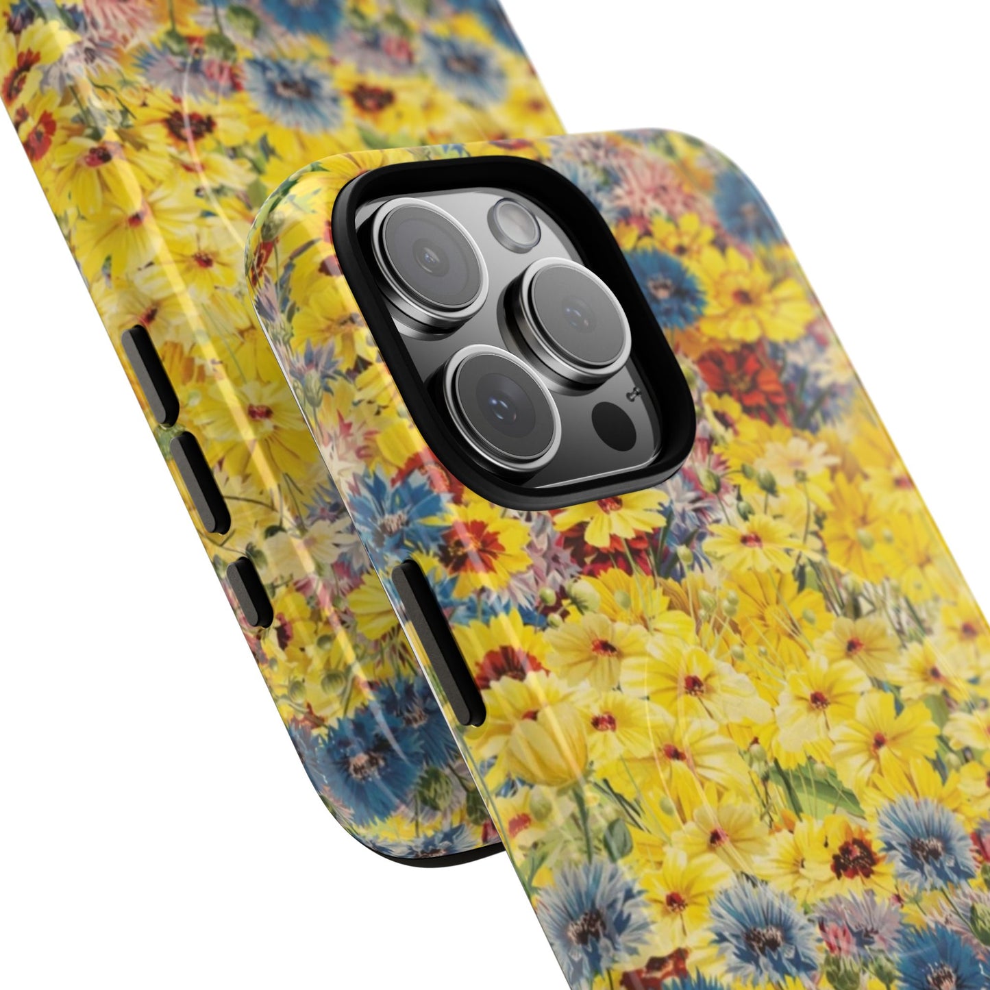 Coque de téléphone magnétique renforcée Floral Yellow Wildflower — Housse magnétique durable à fixation Snap