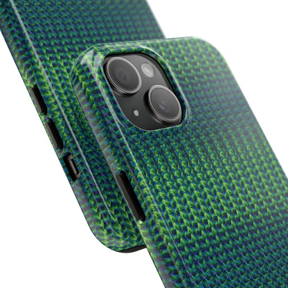 Green Woven Texture Tough Phone Case — Durable Protective Phone Cover