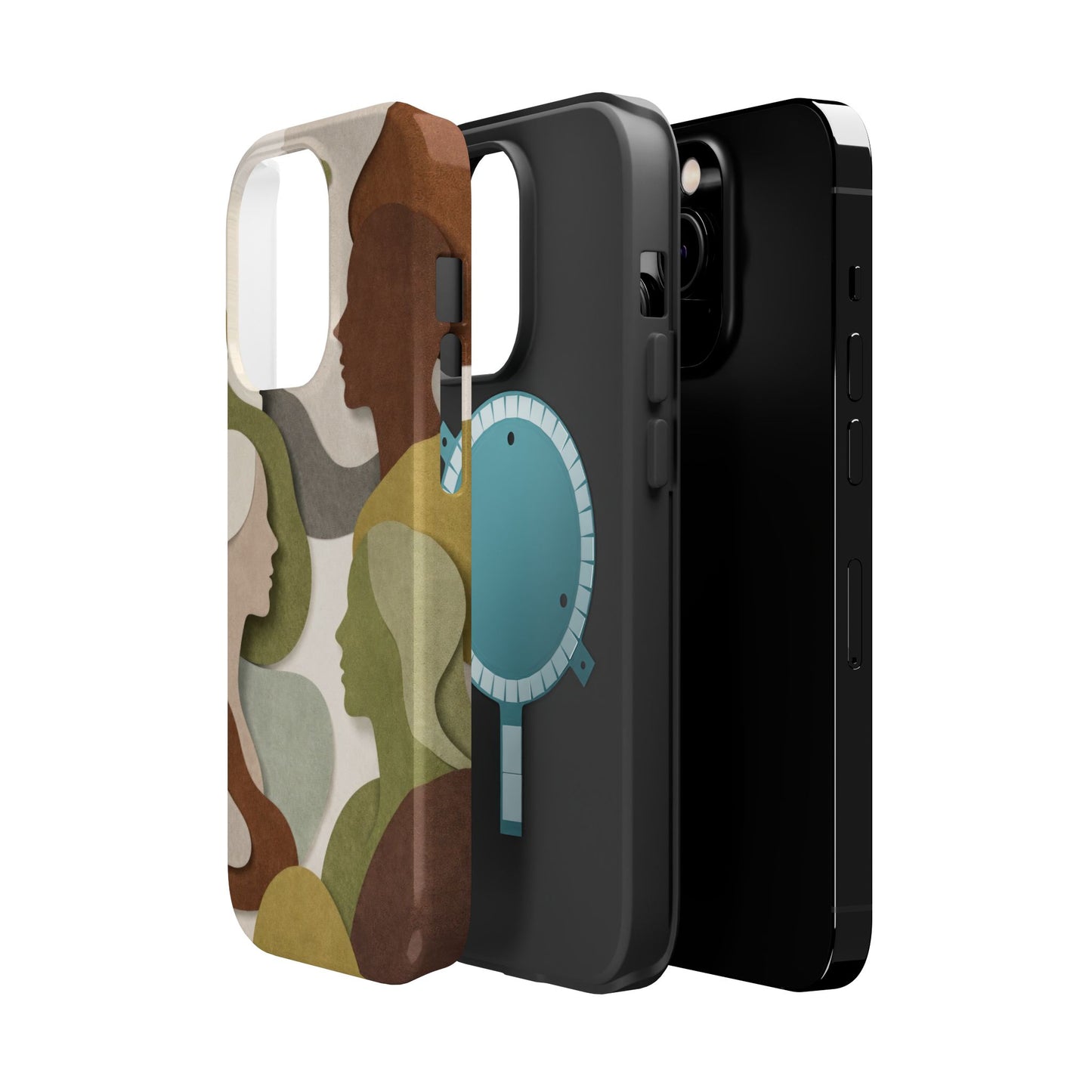 Coque de téléphone — Silhouettes multiculturelles abstraites magnétique et résistante aux chocs