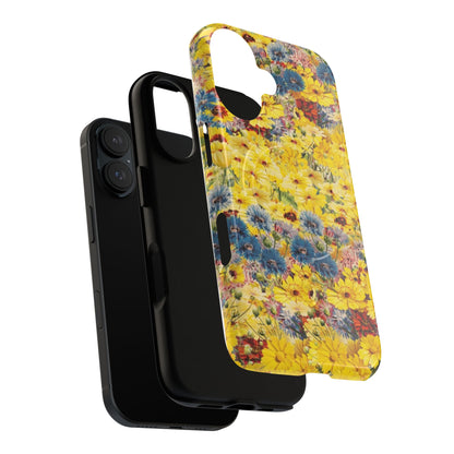 Coque de téléphone magnétique renforcée Floral Yellow Wildflower — Housse magnétique durable à fixation Snap