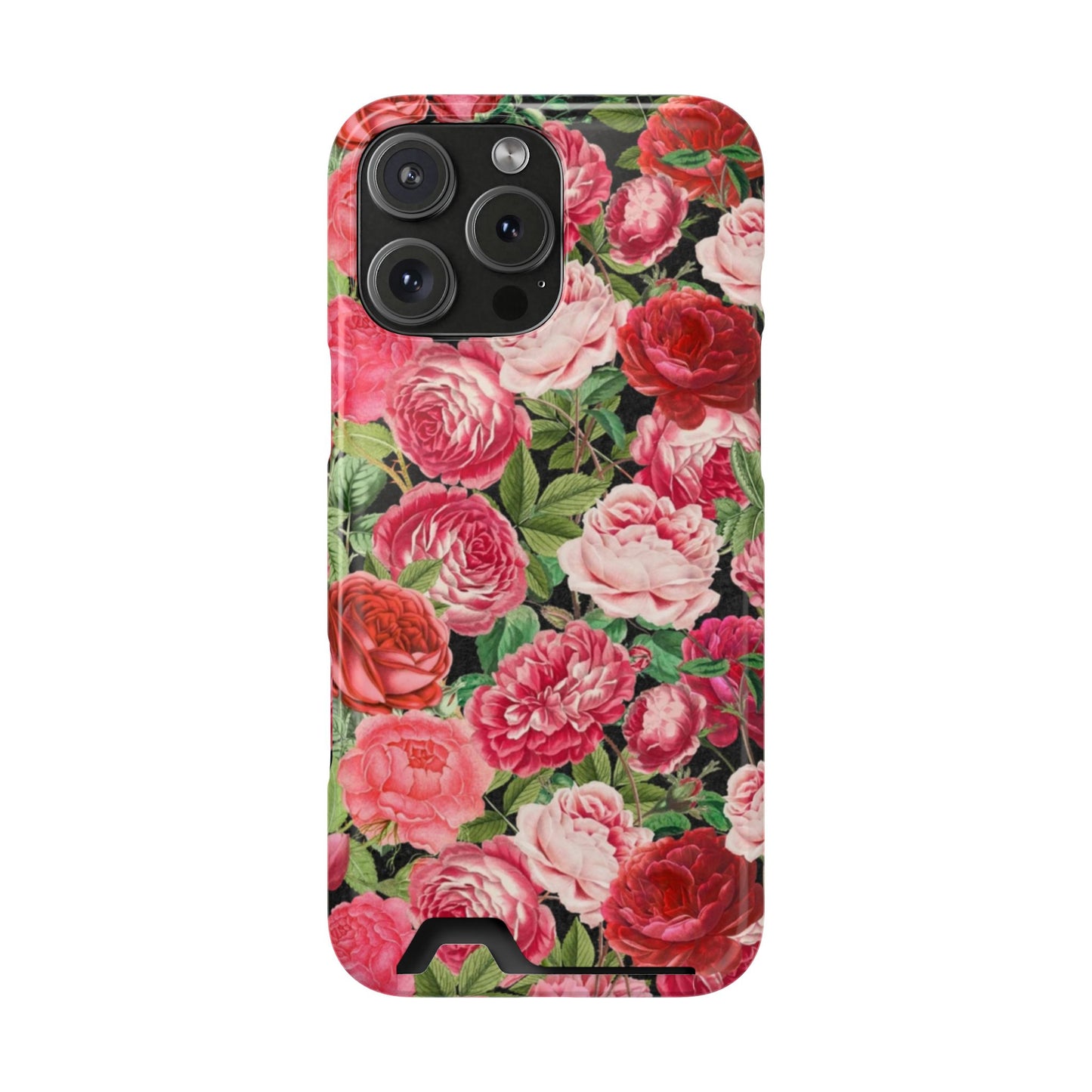 Coque de téléphone avec porte-cartes Floral Rose – Jardin vintage rose