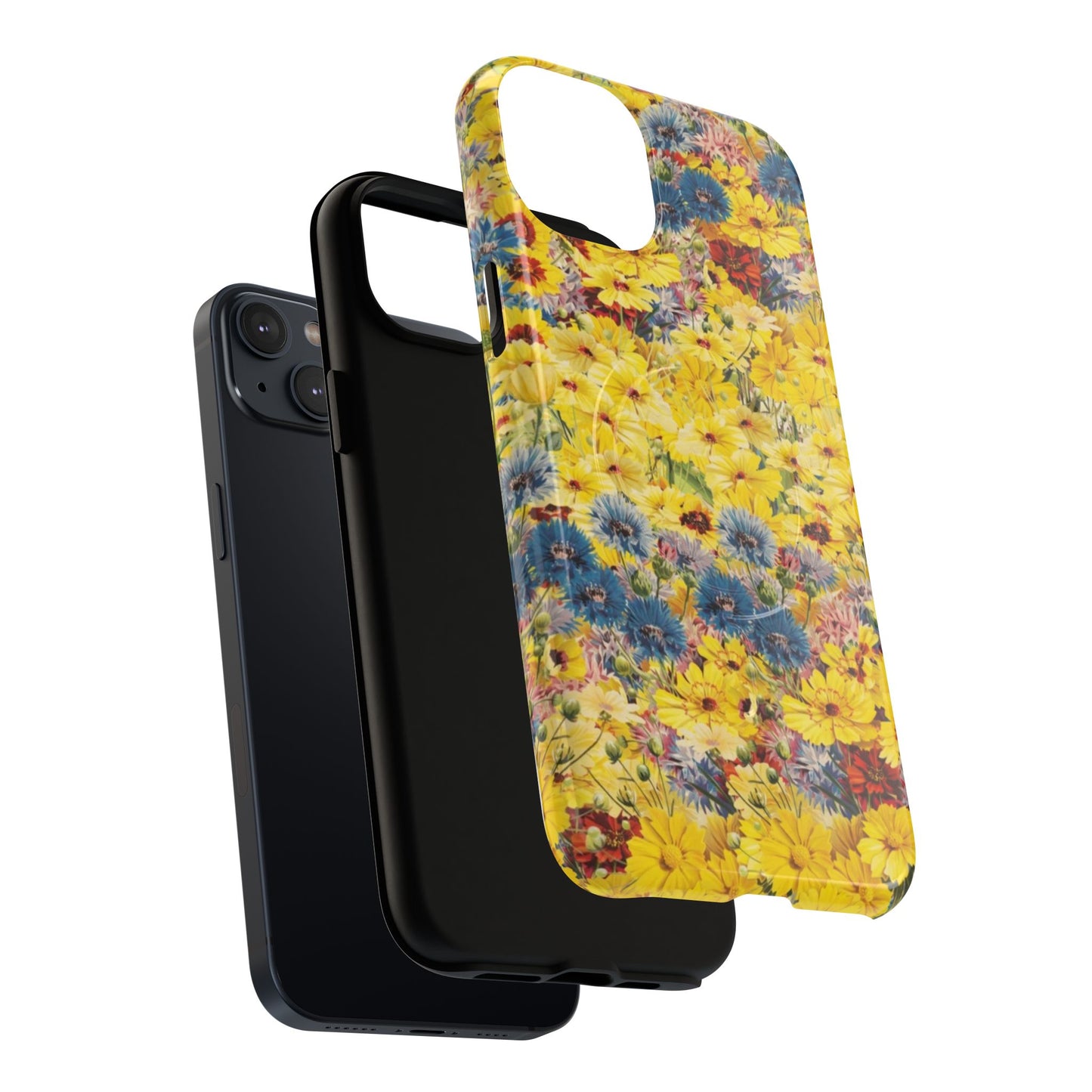 Coque de téléphone magnétique renforcée Floral Yellow Wildflower — Housse magnétique durable à fixation Snap